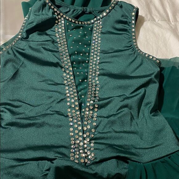 WEISSMAN Balera solo Dance custom rhinestone green Costume D12370 child LC - Picture 7 of 9